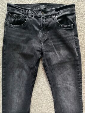 7 For All Mankind Women's Black Washed Straight Leg Jeans Size 31